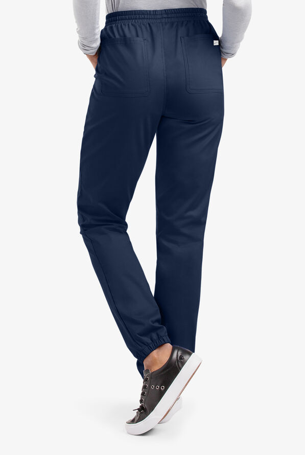 Butter-Soft STRETCH Women's 5-Pocket Jogger Scrub Pants - Petite - Navy - 2