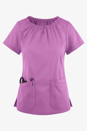 Butter-Soft STRETCH Women's 6-Pocket Short Sleeve Peasant Style Scrub Top