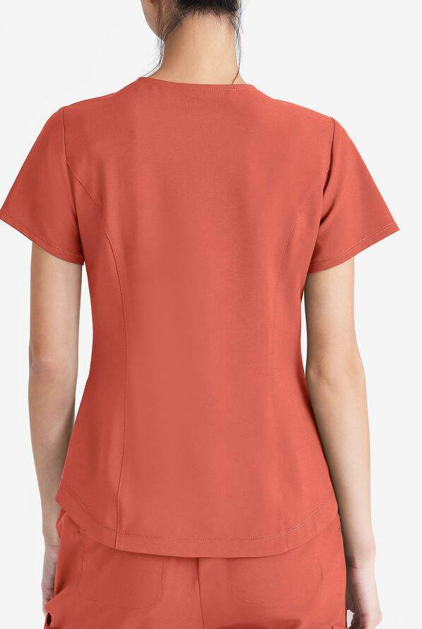 Grey's Anatomy by Barco Evolve STRETCH Rhythm Women's 2-Pocket V-Neck Scrub Top - Sedona Red - 3