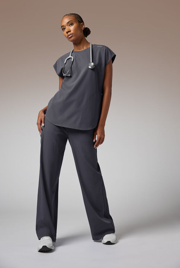 Blusa m&eacute;dica Hypothesis DM Crew de corte holgado con mangas dolm&aacute;n y 2 bolsillos para mujer - Pewter - 3