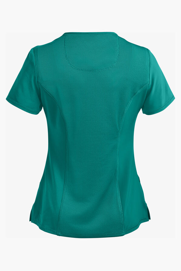 Infinity Women's 4-Pocket STRETCH Mock Wrap Scrub Top - Teal - 3