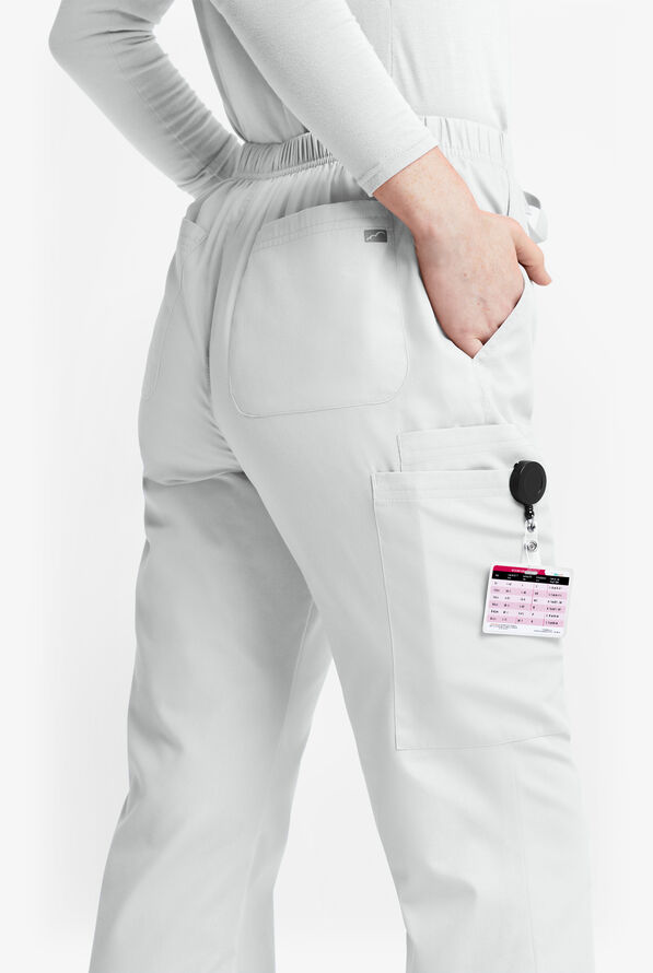 Butter-Soft Originals Women's 6-Pocket Mid Rise Flare Leg Scrub Pants - Tall - White - 3