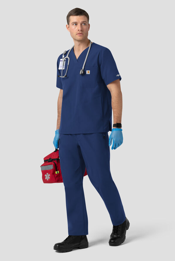 Camisa m&eacute;dica Carhartt FLD & RSCU Rugged Flex STRETCH con cuello en V y 4 bolsillos para hombre - Navy - 5