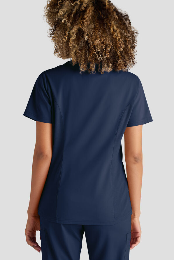 Butter-Soft STRETCH FLXTEK+ Women's 3-Pocket Crew Neck Scrub Top - Navy - 6
