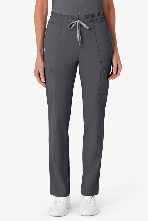 Wink Renew Women's 7-Pocket STRETCH High Waisted Slim Leg Cargo Scrub Pants - Pewter - 1