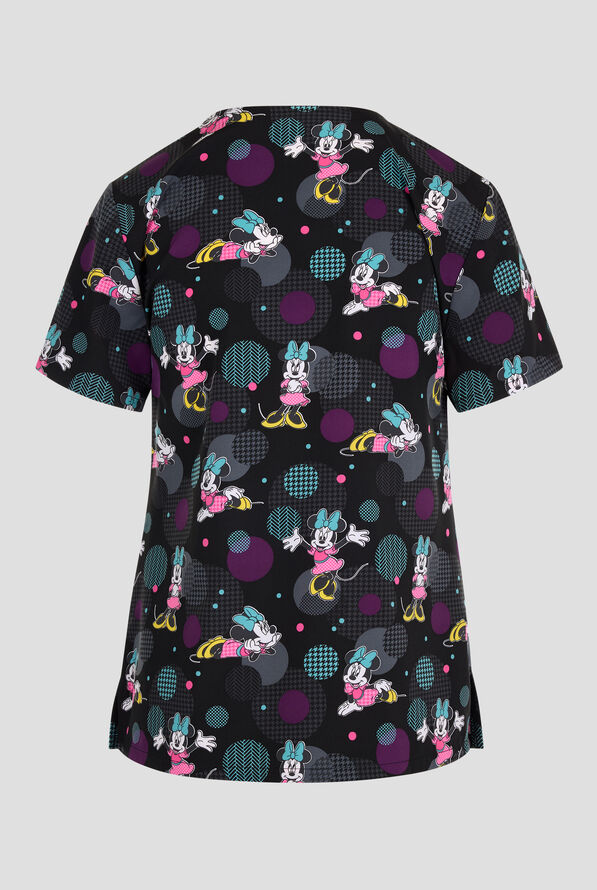 Tooniforms Disney's Weave Your Dream Women's 2-Pocket STRETCH V-Neck Print Scrub Top - null - 2