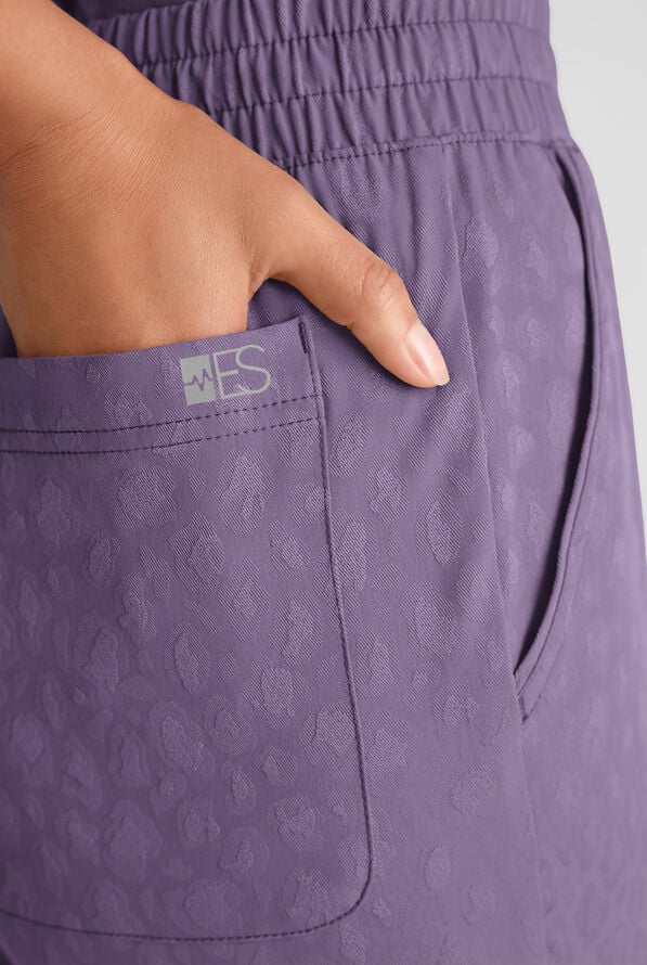 Easy STRETCH Naya Women's Jacquard 6-Pocket Straight Leg Scrub Pant - Purple Dusk - 2