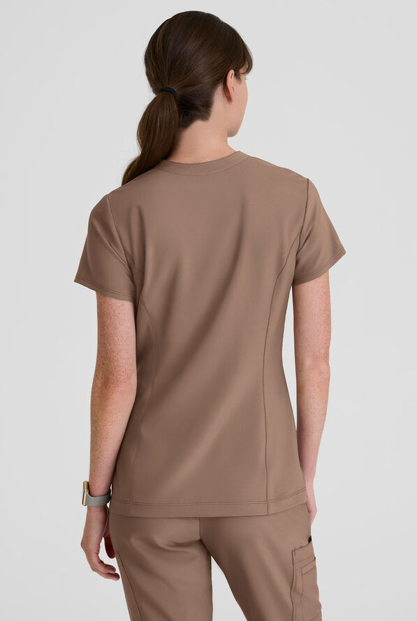 Blusa m&eacute;dica Grey's Anatomy by Barco Evolve STRETCH Sky con cuello con muesca y 2 bolsillos para mujer - Driftwood - 4