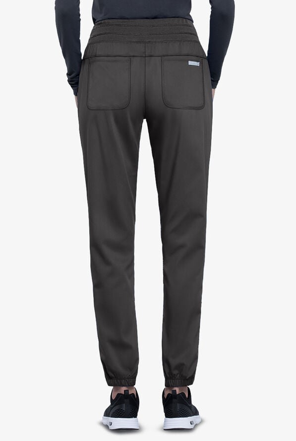 Cherokee Workwear Revolution Women's 5-Pocket STRETCH Elastic Waistband Half Jogger Scrub Pants - Pewter - 2