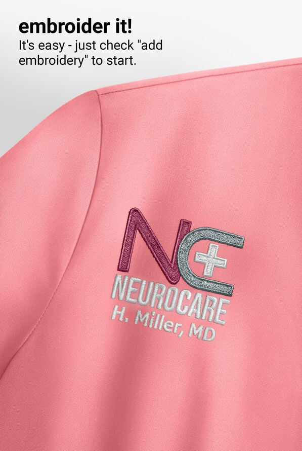 Butter-Soft STRETCH Women's 3-Pocket Zip-Front with Cozy Knit Hood and Trim Scrub Jacket - Guava Fizz - 5