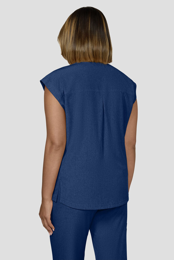 koi Basics Kenley Women's STRETCH 3-Pocket Dolman Sleeve Crew Neck Scrub Top - Navy - 4