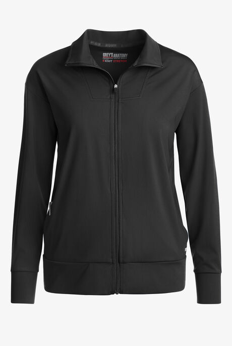 Grey's Anatomy by Barco Knit STRETCH Ease Warm Up Women's 4-Pocket Zip Front Scrub Jacket