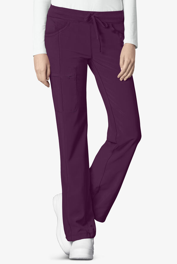 Infinity Women's 4-Pocket STRETCH Drawstring Scrub Pants - Petite - Eggplant - 1
