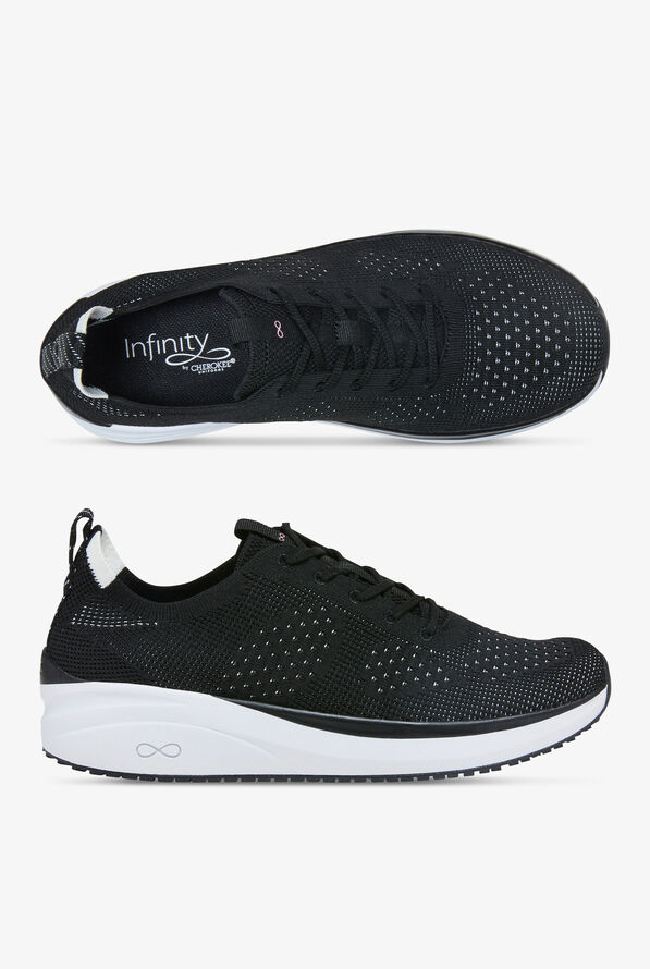 Infinity Men's Everon Knit Black/White Athletic Lace Up Shoes - Black - 1