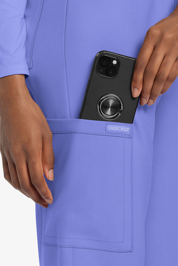 Cherokee Workwear Originals Ultra Unisex 3-Pocket Drawstring Straight Leg Scrub Pants - Ceil Blue - 3