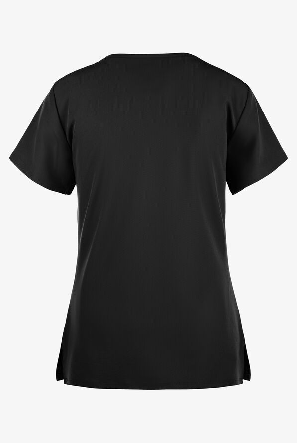 Skechers by Barco Reliance Women's 3-Pocket STRETCH Mock Wrap Scrub Top - Black - 3