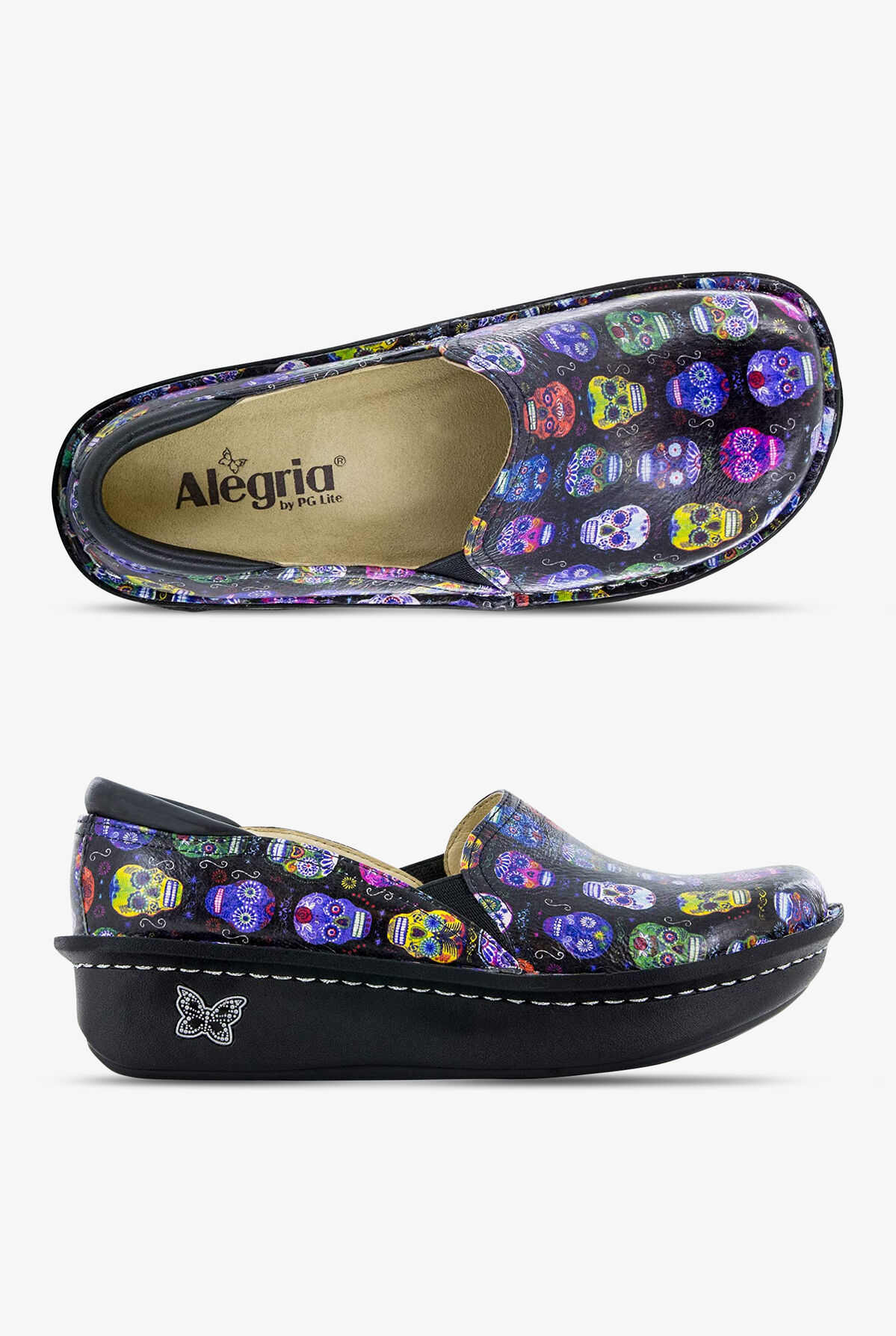 Alegria Sugar Skulls Professional Debra Slip-On Shoe Nursing Shoes