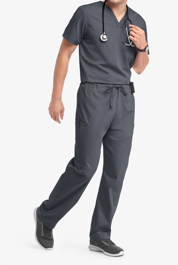 Butter-Soft Core Scrubs Unisex 4-Pocket Cargo Drawstring Scrub Pants- New and Improved - Tall - Pewter - 6
