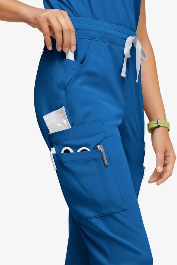 Pantalón médico ReSurge Topaz con cordón ajustable y 11 bolsillos para mujer - Royal - 3