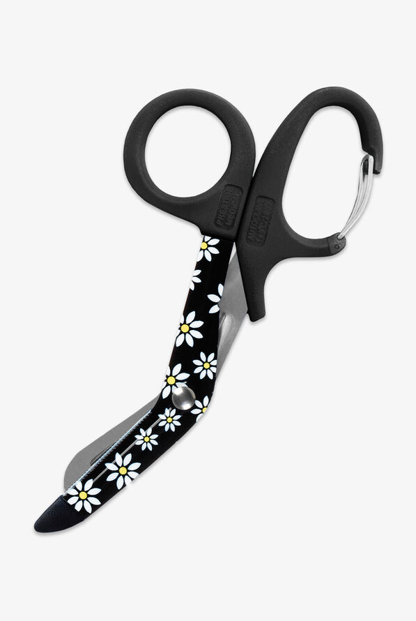 Prestige 5.5" Clippable Daisies Black Stainless Steel Nurse Utility Scissor - null - 1