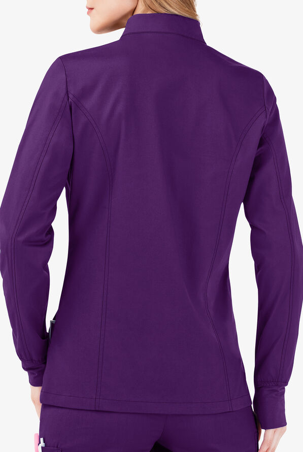 Butter-Soft STRETCH Women's 3-Pocket Zip Front Scrub Jacket - Eggplant - 4