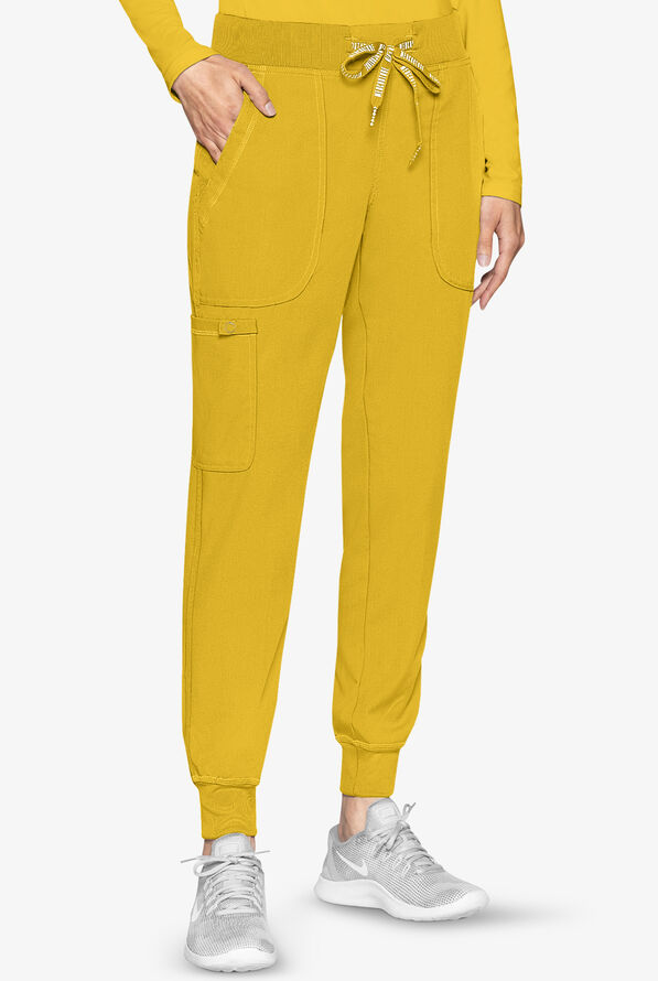 Med Couture Touch Women's 5-Pocket STRETCH Cargo Yoga Jogger Scrub Pants - Midsummer Gold - 1