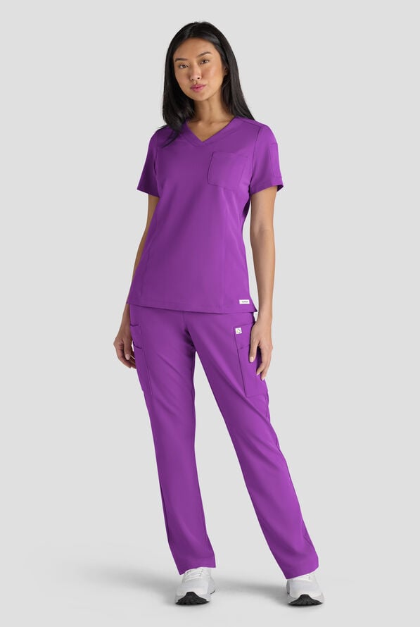 Blusa m&eacute;dica ReSurge Diamond con cuello en V y 3 bolsillos para mujer - Fresh Purple - 7