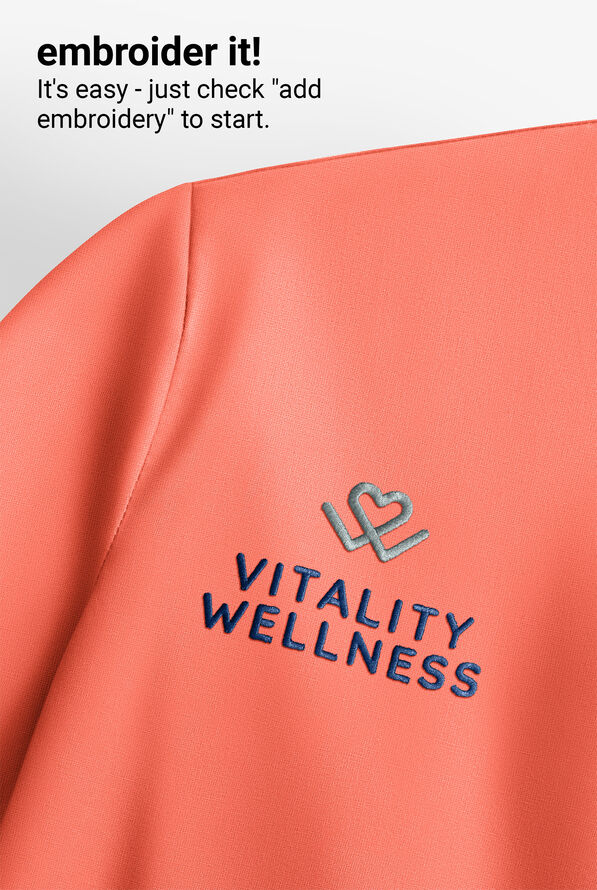 Med Couture Amp Women's 2-Pocket STRETCH Tuck in Dolman Crew Neck Scrub Top - Coral Fusion - 5