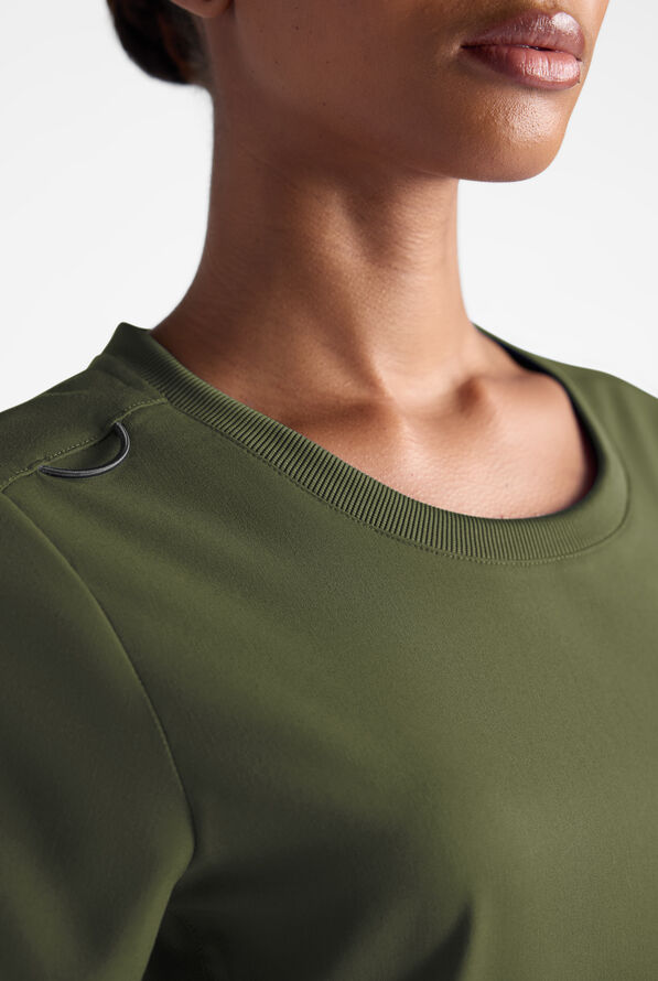 Grey's Anatomy by Barco Emerge Ally Women's 1-Pocket STRETCH Crew Neck Tuck In Scrub Top - Olive - 5