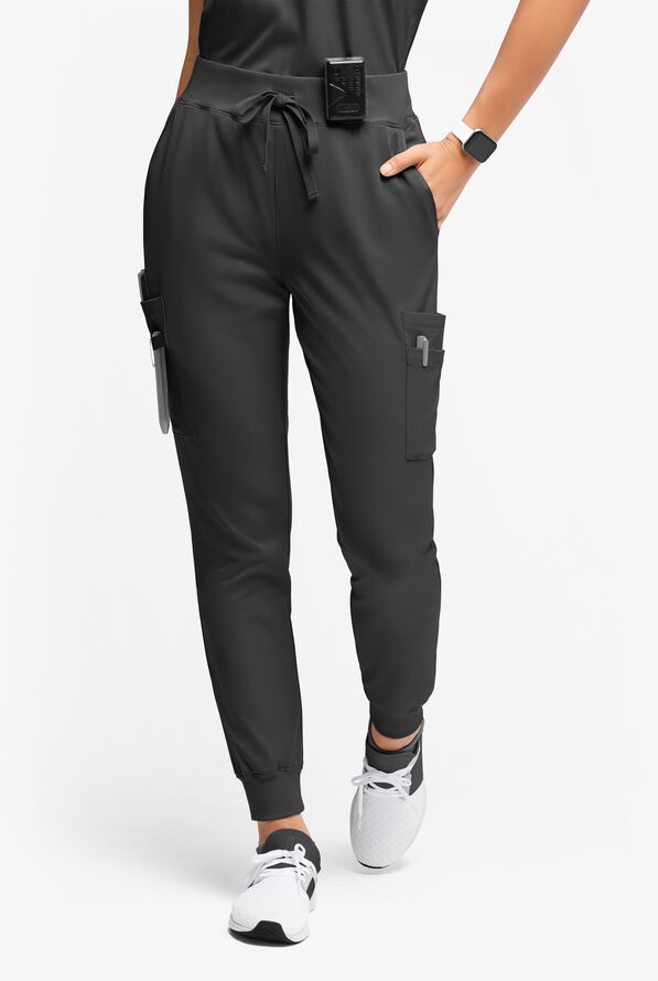 WhisperLite YARA Women's 10-Pocket Cargo Jogger Scrub Pants - Black - 1