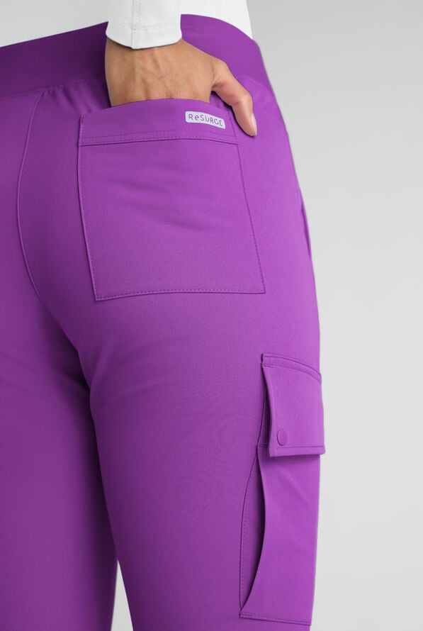 ReSurge Avon Women's 7-Pocket Flare Leg Cargo Scrub Pant - Fresh Purple - 3