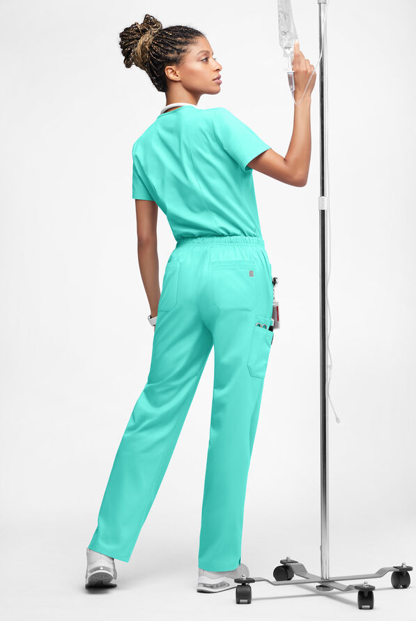 Butter-Soft STRETCH Women&rsquo;s 10-Pocket Mid Rise Straight Leg Scrub Pant - Aqua Dust - 4