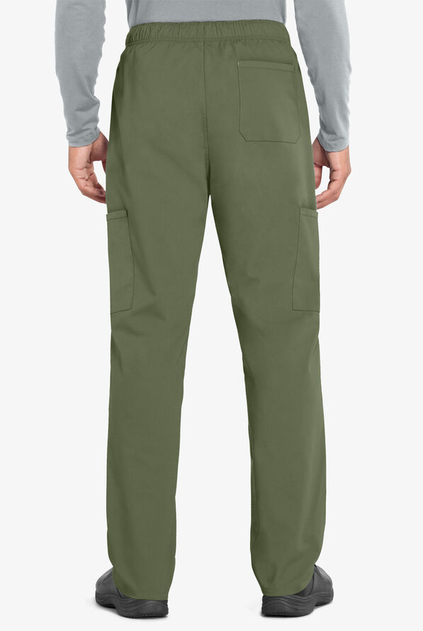 Cherokee Workwear Professionals Men's 5-Pocket STRETCH Cargo Scrub Pants - Olive - 2