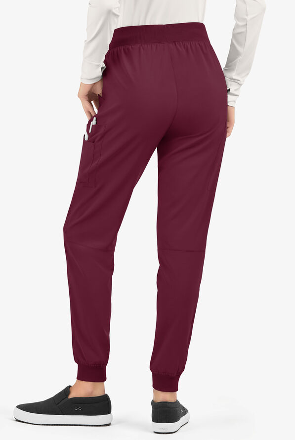 Easy STRETCH Mila Women's 7-Pocket Jogger Scrub Pants - Tall - Wine - 3