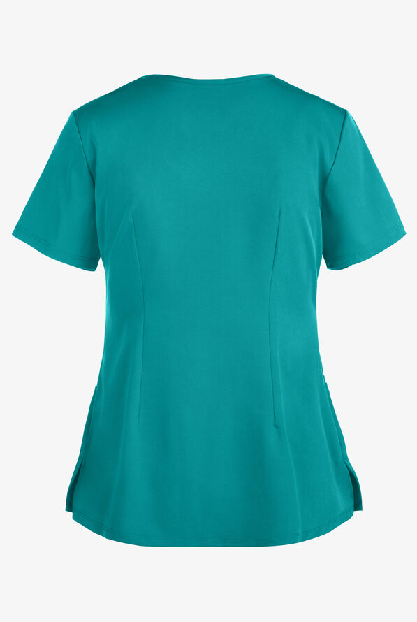 HH Works by Healing Hands Monica Women's 4-Pocket STRETCH V-Neck Scrub Top - Teal - 3