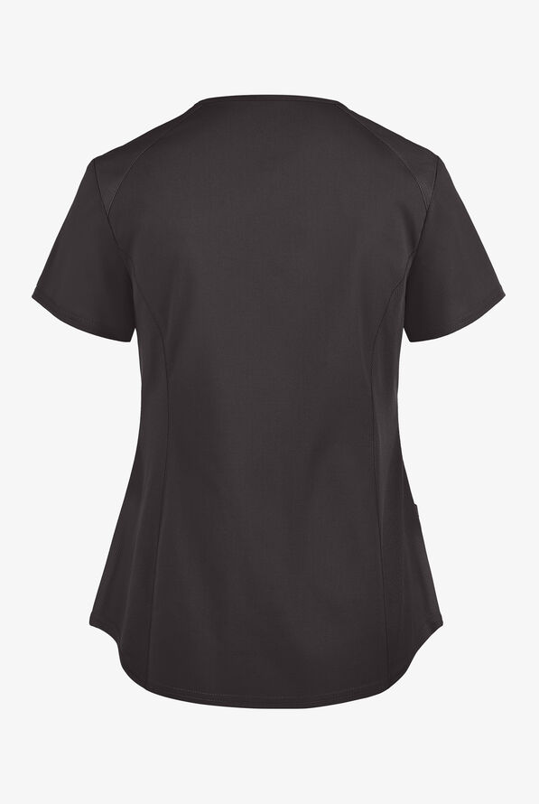 UA Exclusive Cherokee Workwear Professionals Active Women's 2-Pocket STRETCH Mock Wrap Scrub Top - Pewter - 3