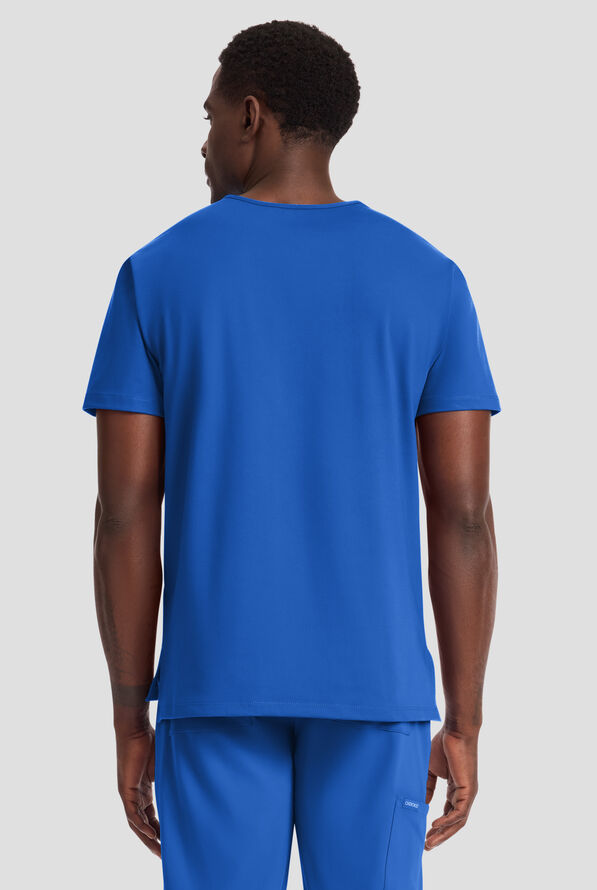 Cherokee Achieve Men's 1-Pocket STRETCH V-Neck Knit Scrub Top - Royal - 3