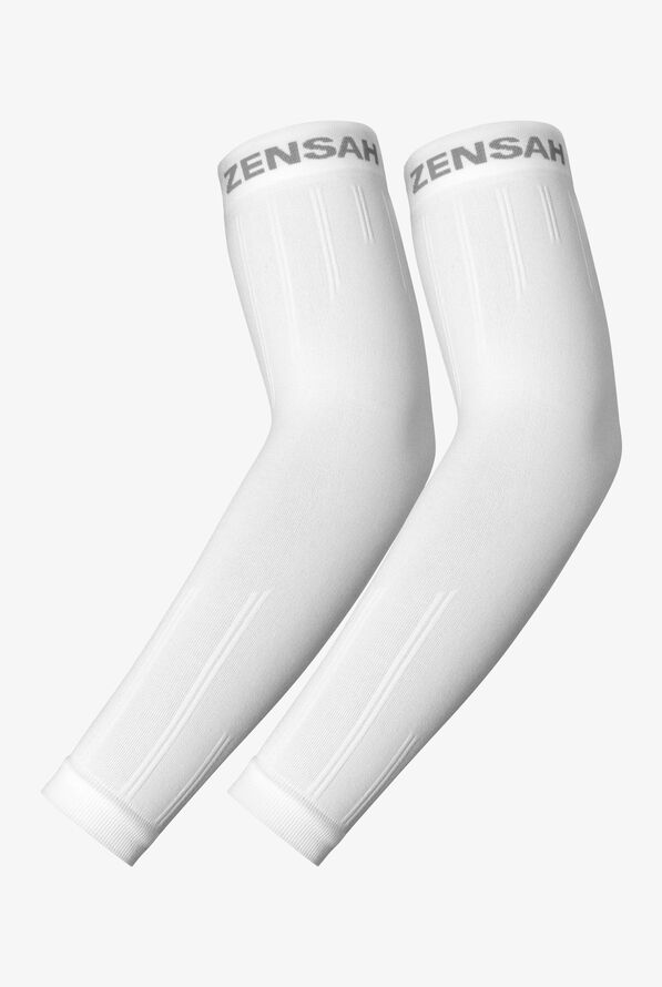 Zensah Unisex 10-12 mmHg Light Compression Arm Sleeves - White - 1