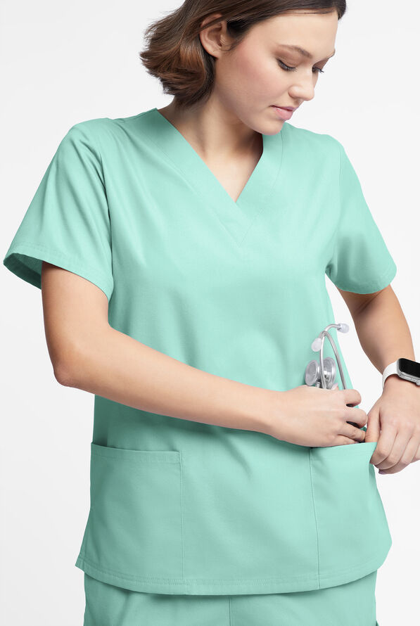Butter-Soft Originals Women's 2-Pocket V-Neck Scrub Top - Water Mint - 4