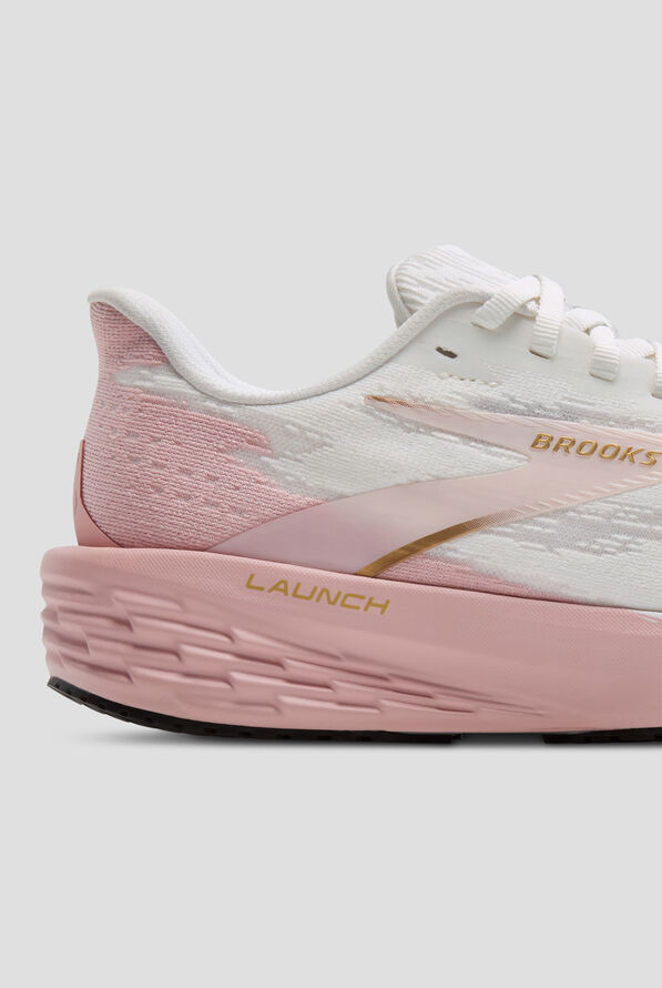 Brooks Women's Launch 11 White/Gold/Pink Athletic Lace Up Shoes - null - 4