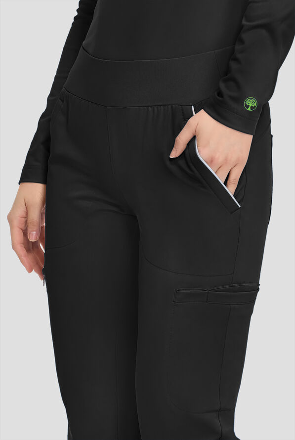Healing Hands 360 Joelle Women's 6-Pocket STRETCH High Waist Flare Leg Scrub Pants - Black - 5