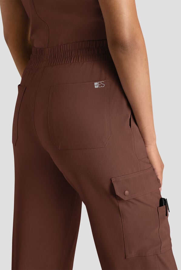 Easy STRETCH Ayo Women's 10-Pocket Cargo Scrub Pants - Double Espresso - 5
