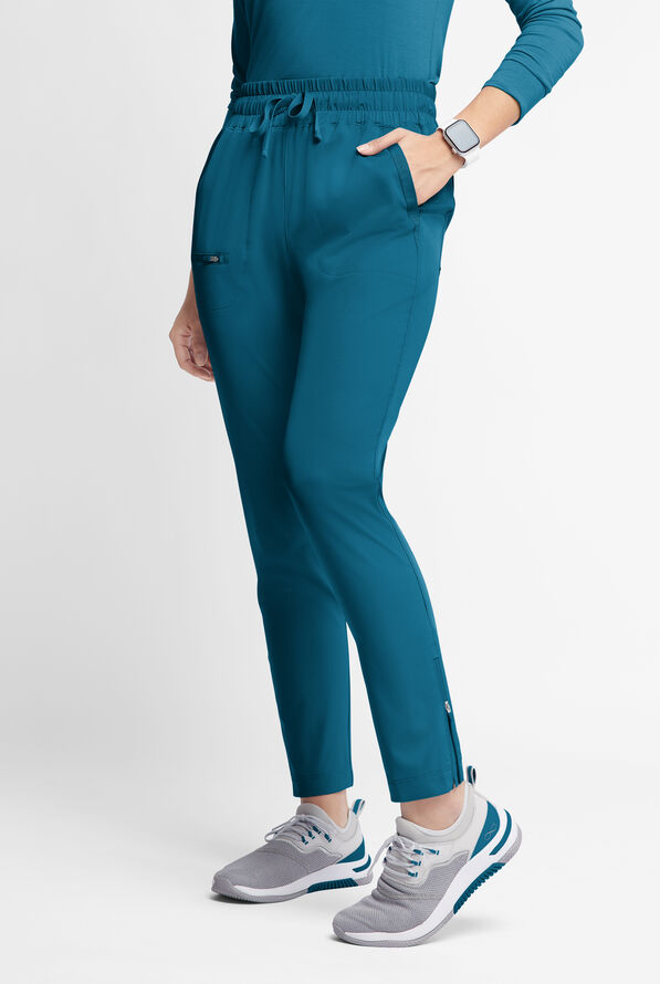 WhisperLite ISLA Women's 5-Pocket Tapered Scrub Pants - Caribbean Blue - 1