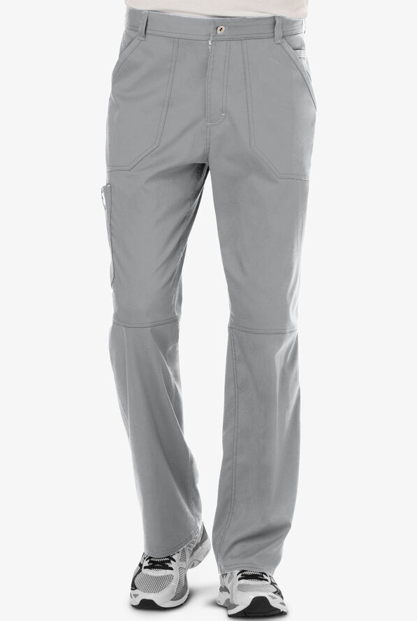 Cherokee Workwear Revolution Men's 7-Pocket STRETCH Cargo Scrub Pants - Grey - 1