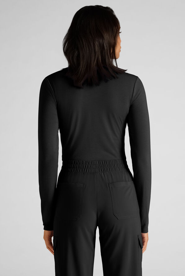 Easy STRETCH Cate Women's Long Sleeve Knit Underscrub - Onyx Black - 4