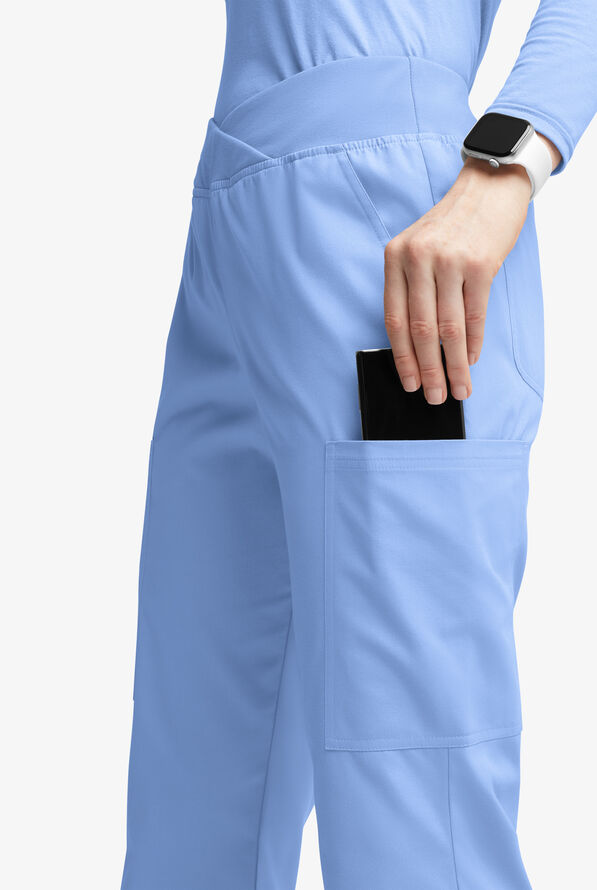 Pantalón médico Butter-Soft Originals Tall de tiro medio y cintura cruzada con piernas anchas y 7 bolsillos para mujer - Ceil Blue - 2