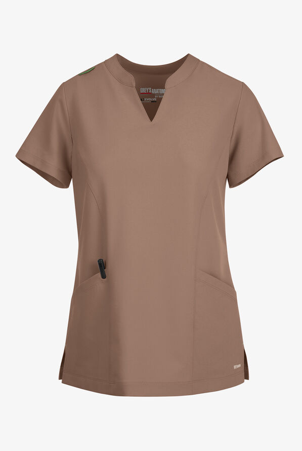 Blusa m&eacute;dica Grey's Anatomy by Barco Evolve STRETCH Sky con cuello con muesca y 2 bolsillos para mujer - Driftwood - 1