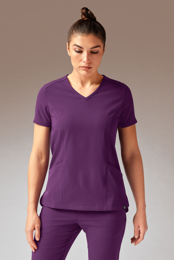 Hypothesis Meta-Base 2 Women&rsquo;s 2-Pocket V-Neck Scrub Top - Eggplant - 1