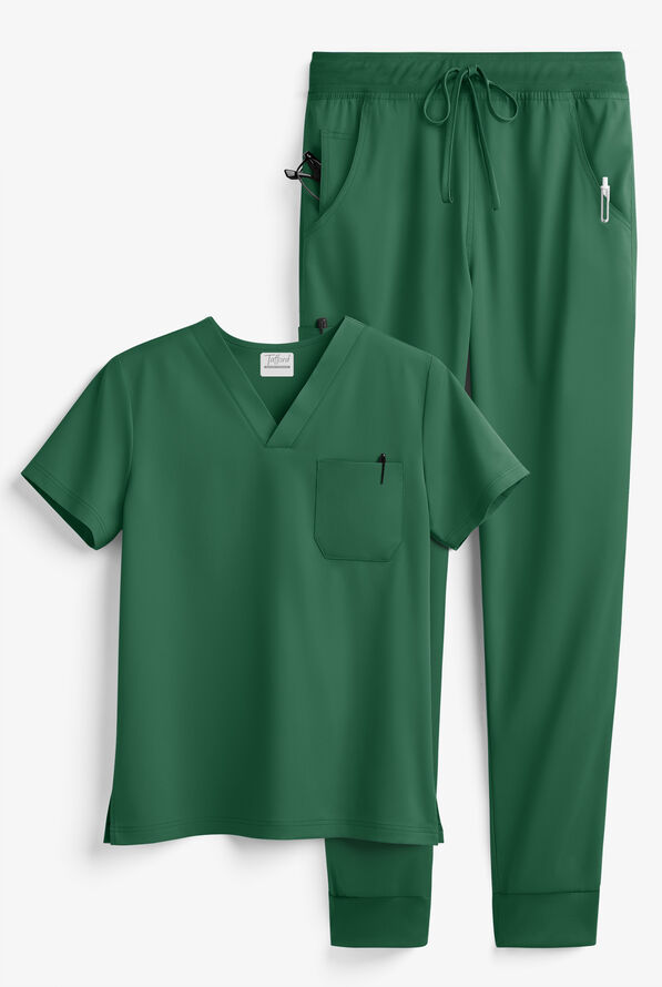 Tafford Active STRETCH Men's 5-Pocket Jogger Scrub Set - Hunter - 1