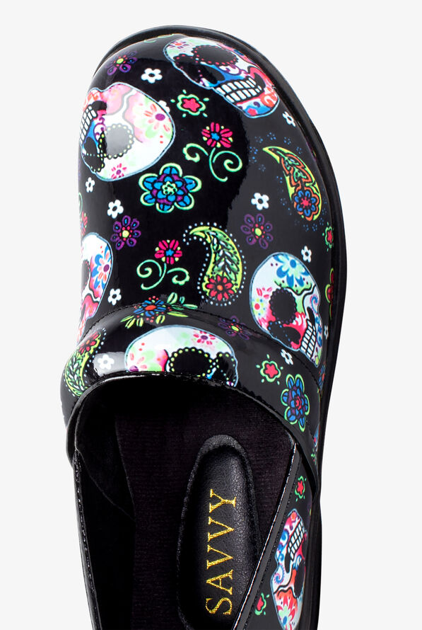 Savvy Women's Brandy Sugar Skull 4 Nursing Clogs - null - 2